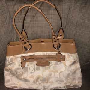 Coach White and Tan Purse